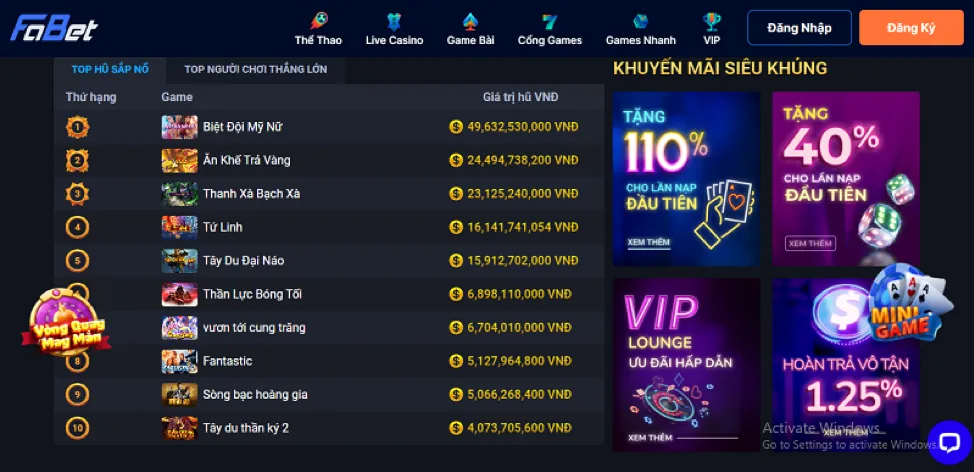 Giao diện ứng dụng f169 hiện đang mở với các tính năng cá cược trực tiếp, trò chơi casino và khuyến mãi.